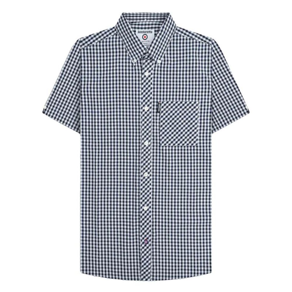Lambretta Mens SS25 Gingham Shirt / Navy/White